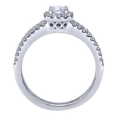 Petite Split Shank Diamond Halo Engagement Ring