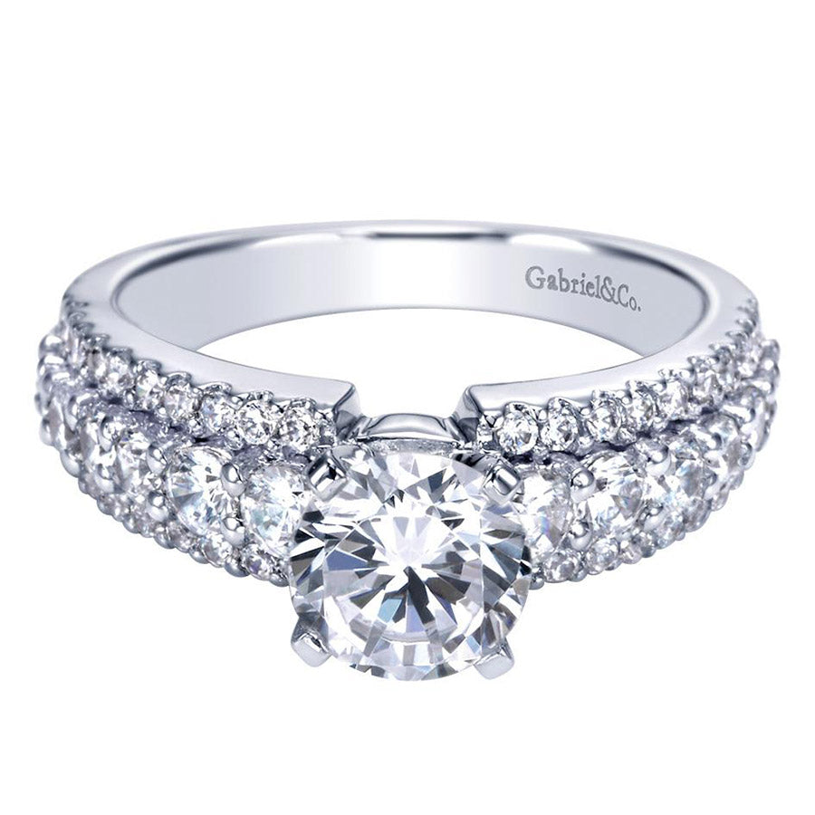Triple Pave Solitaire Design Diamond Engagement Mounting