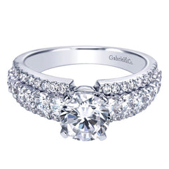 Triple Pave Solitaire Design Diamond Engagement Mounting