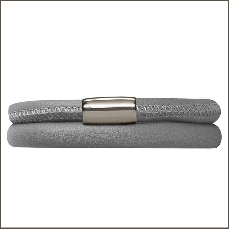 Endless Personalized Collection Leather Bracelet in Gray Color with Sterling Silver Clasp