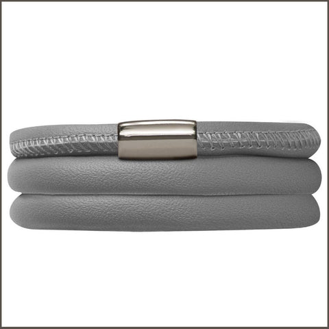 Endless Personalized Collection Leather Bracelet in Gray Color with Silver Clasp