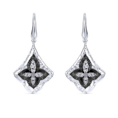 Sterling Silver and White Sapphire Earrings with Black Rhodium