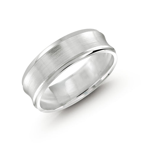 Men White Gold Wedding Band With Satin Finish