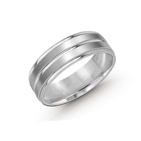 Malo Men's 10k White Gold Wedding Band With Striped Satin Finish