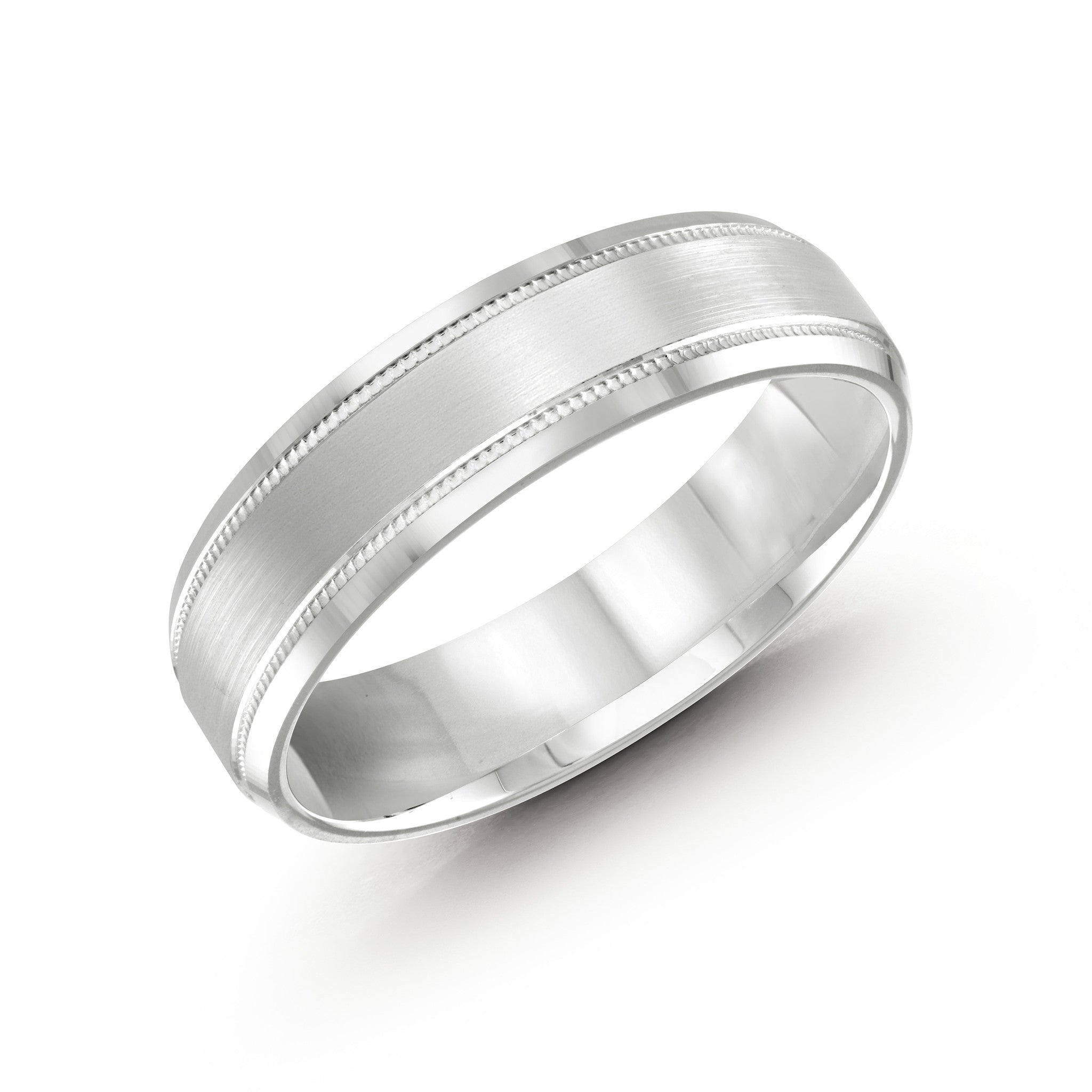 14k White Gold Comfort Fit Ring with Hammer Finish (6mm) | Shane Co.