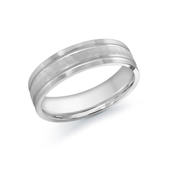 Malo Men's 10k White Gold Wedding Band With Hammered Finish