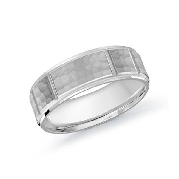 Malo Men's 10k White Gold Wedding Band With Hammered Finish