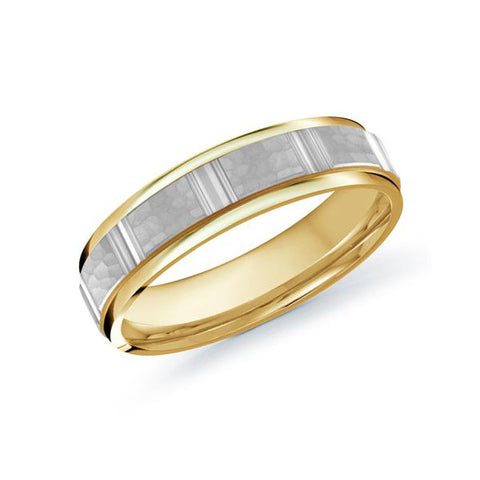 Malo Men's 10k Yellow and White Gold Wedding Band With Hammered Finish