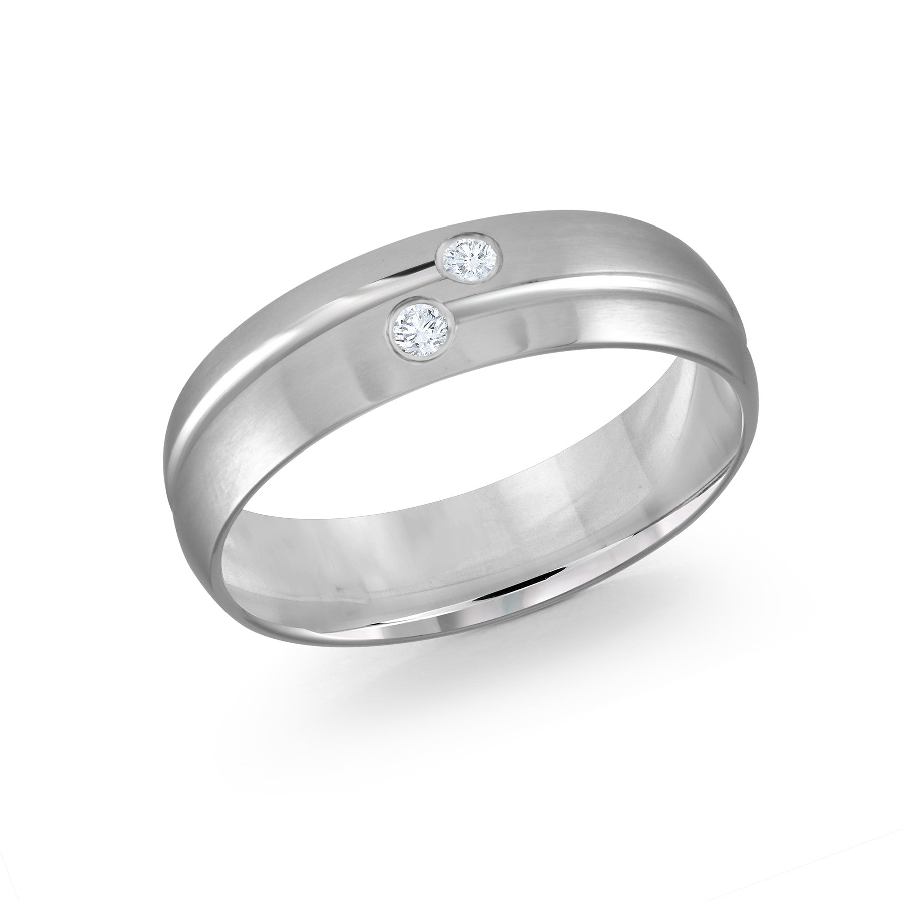 Mens Diamond White Gold Wedding Band with a Striped Design in