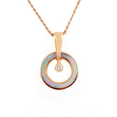 Circle Rose Gold Diamond and Mother of Pearl Pendant