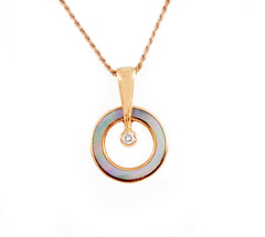 Circle Rose Gold Diamond and Mother of Pearl Pendant