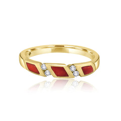 Kabana Red Inlay and Diamonds Ring