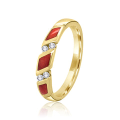 Kabana Red Inlay and Diamonds Ring