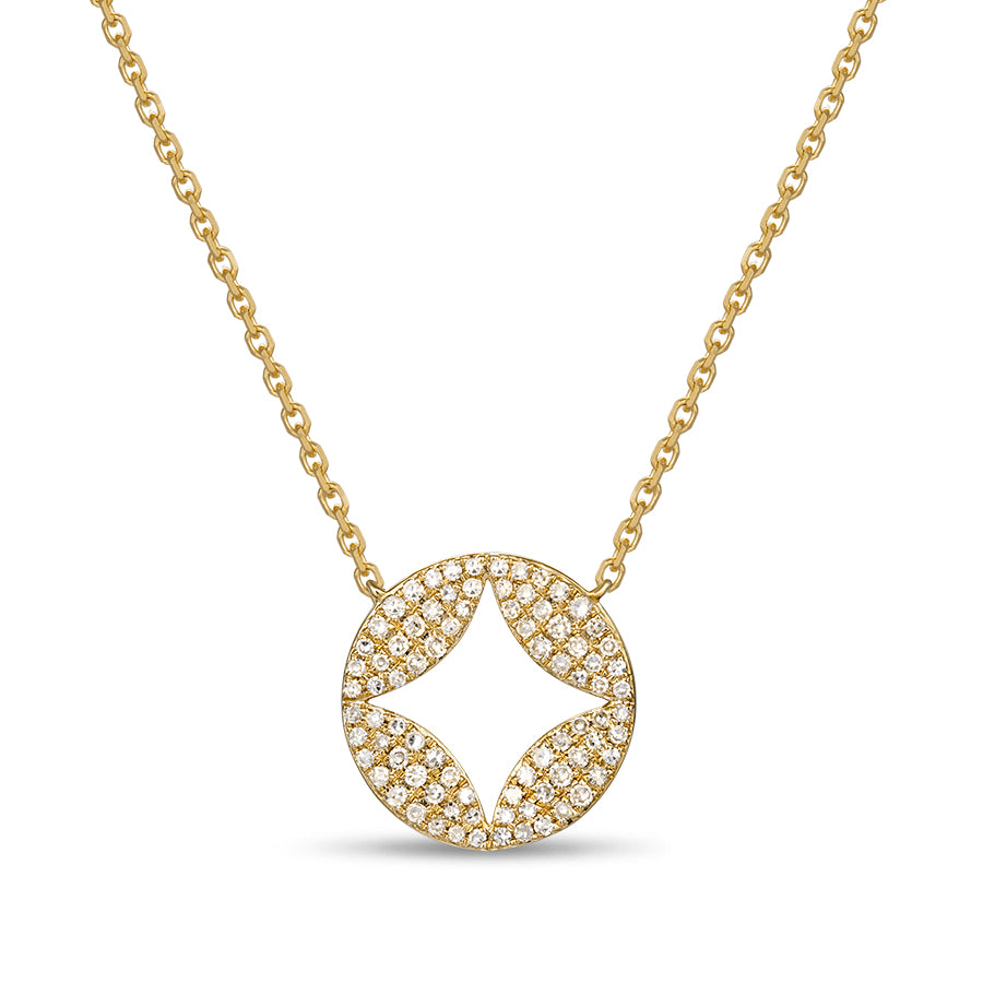 Diamond Circle Pendant with Negative Space Elements by Jewelry Designer Luvente