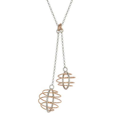 Sterling Silver and Rose Gold Orbit Drop Pendant by Frederic Duclos