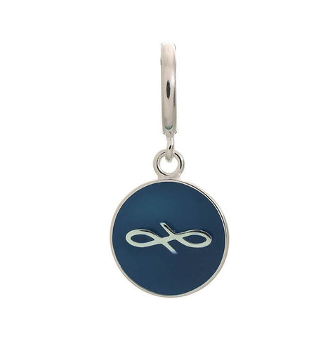 Endless Charm with Navy Enamel Infinity Sign in Sterling Silver. 