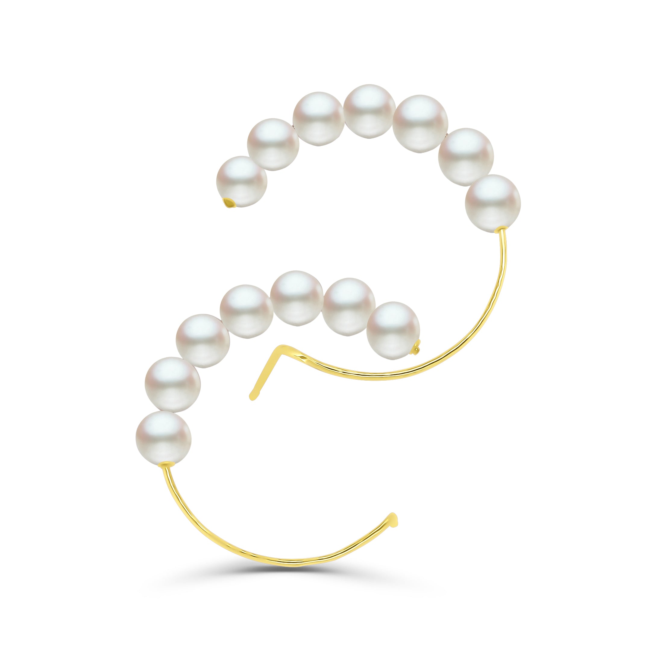 White Cultured Pearls Hoop Earrings