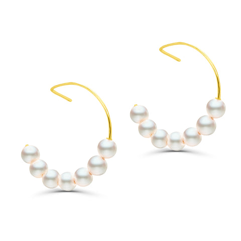 White Cultured Pearls Hoop Earrings