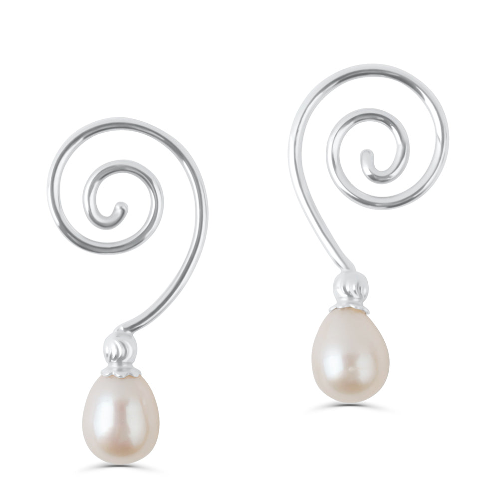 Cultured Pearl and 14k White Gold Earrings