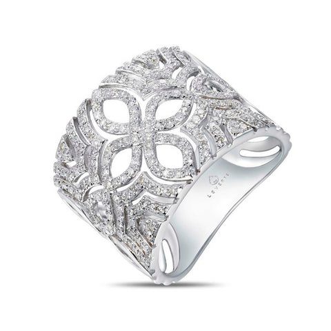 White Gold Filigree Diamond Anniversary Band by Jewelry Designer Luvente