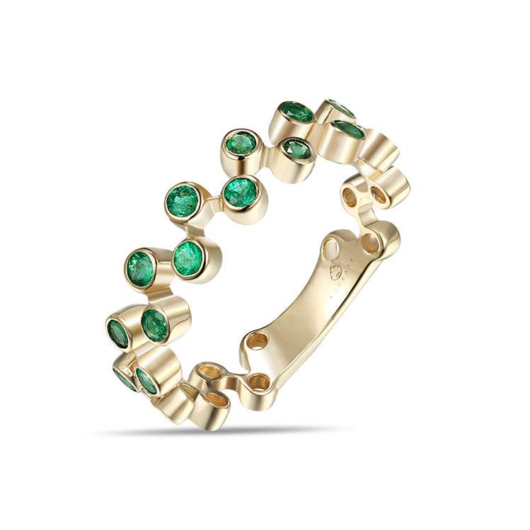 Yellow Gold Bezel Emeralds Fashion Band