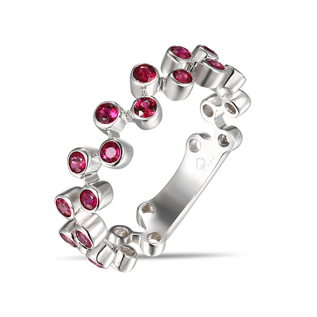 White Gold Ruby Stackable Fashion Band