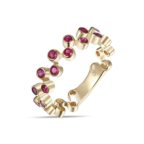 Yellow Gold Rubies Stackable Band