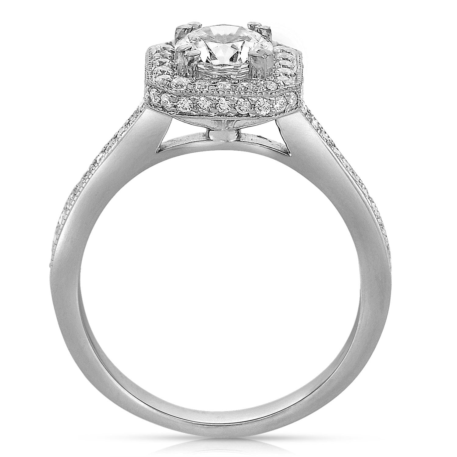 Ladies' Cushion Halo 14k White Gold Engagement Ring