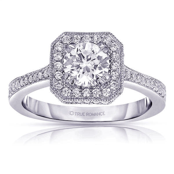 Ladies' Cushion Halo 14k White Gold Engagement Ring
