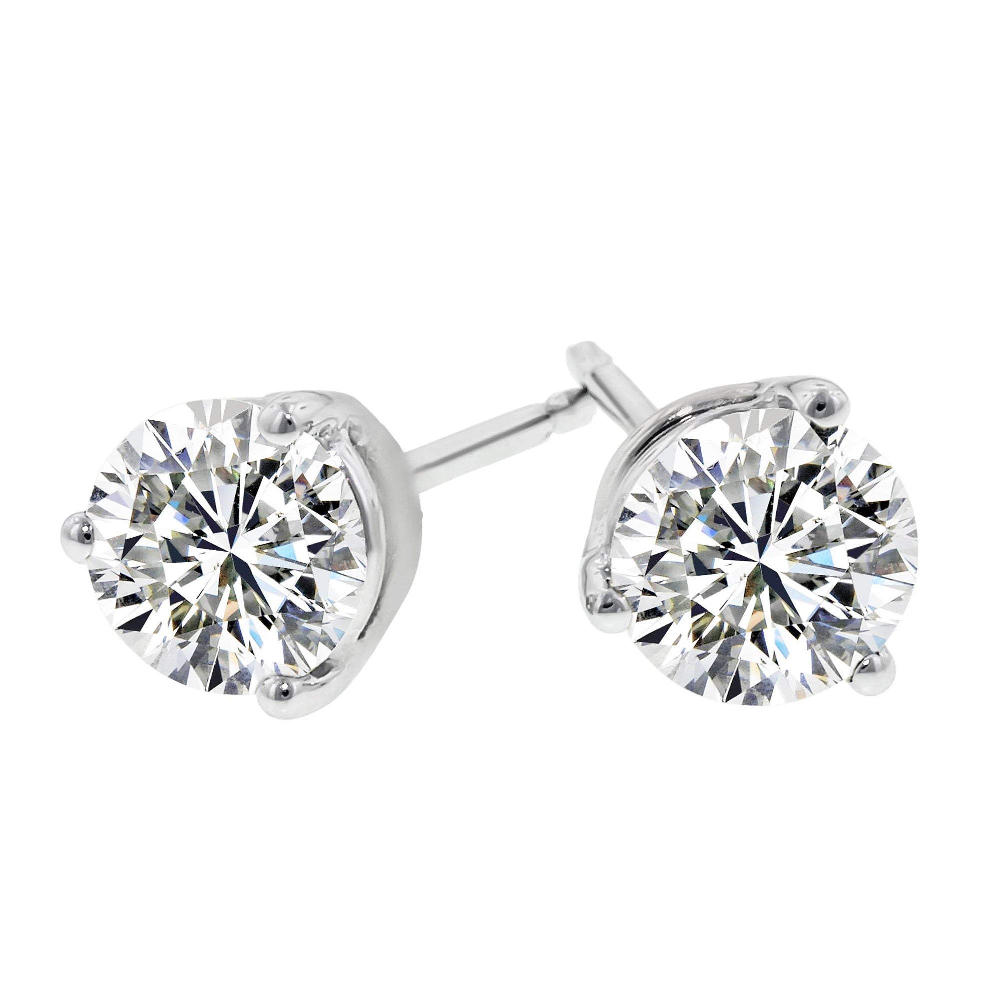 Round Brilliant Diamonds Studs in Three Prong Setting