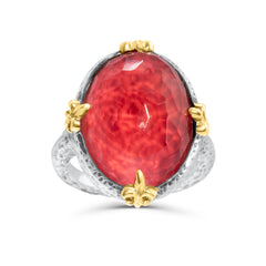 Coral and Topaz Red Cocktail Ring