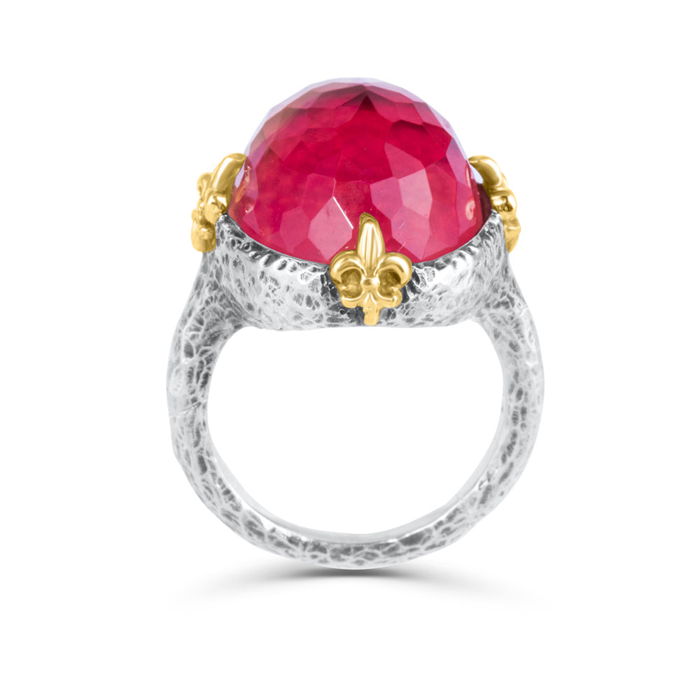 Coral and Topaz Red Cocktail Ring