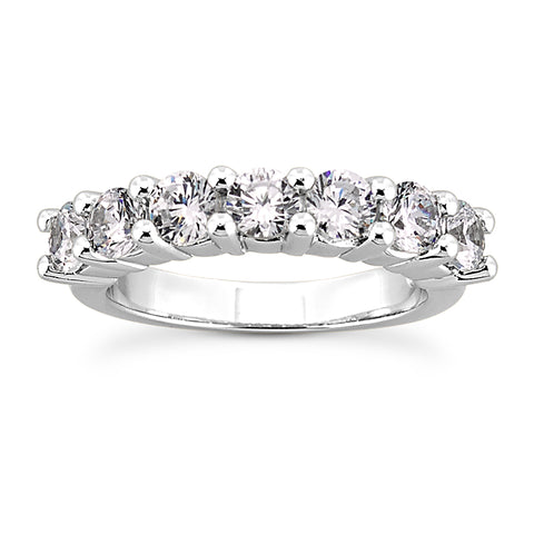 Single Row Classic Prong Set Diamond Band in White Gold
