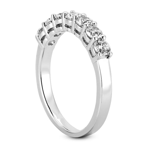 Classic Seven Stone Prong Set Diamond Band in White Gold