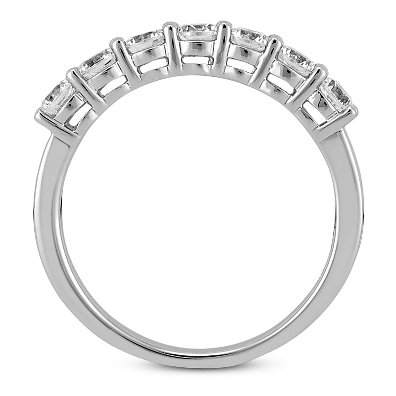 Classic Seven Stone Prong Set Diamond Band in White Gold