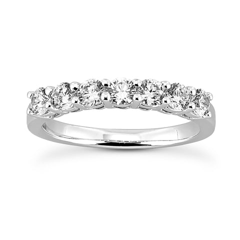 Classic Seven Stone Prong Set Diamond Band in White Gold