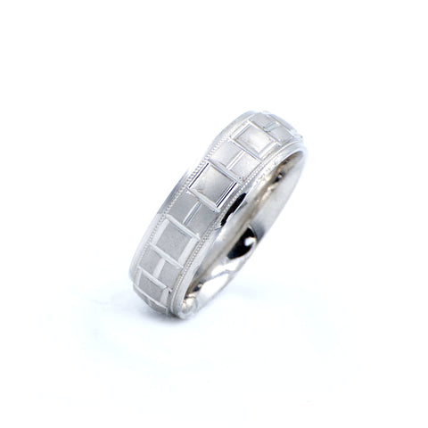 Men's 14k White Gold Wedding Band Eternity Style