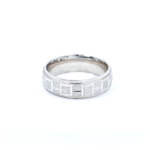 Men's 14k White Gold Wedding Band Eternity Style