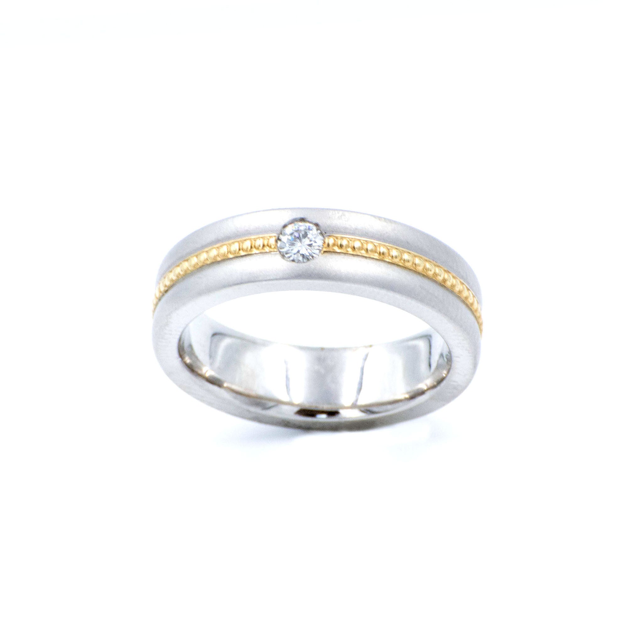 Men's Diamond 14k White and Yellow Gold Wedding Band Eternity Style Rope and Satin Design