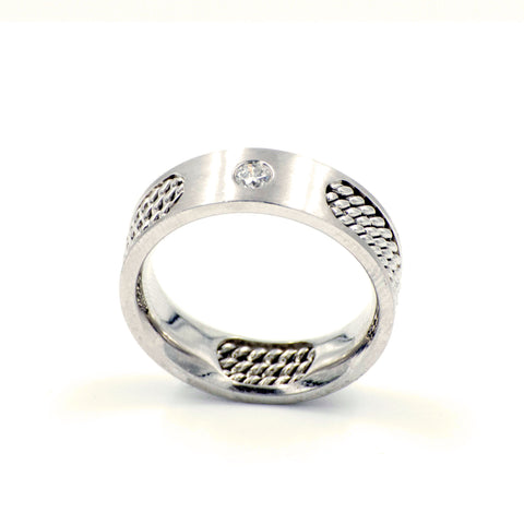 Men's Diamond 14k White Gold Wedding Band Eternity Style