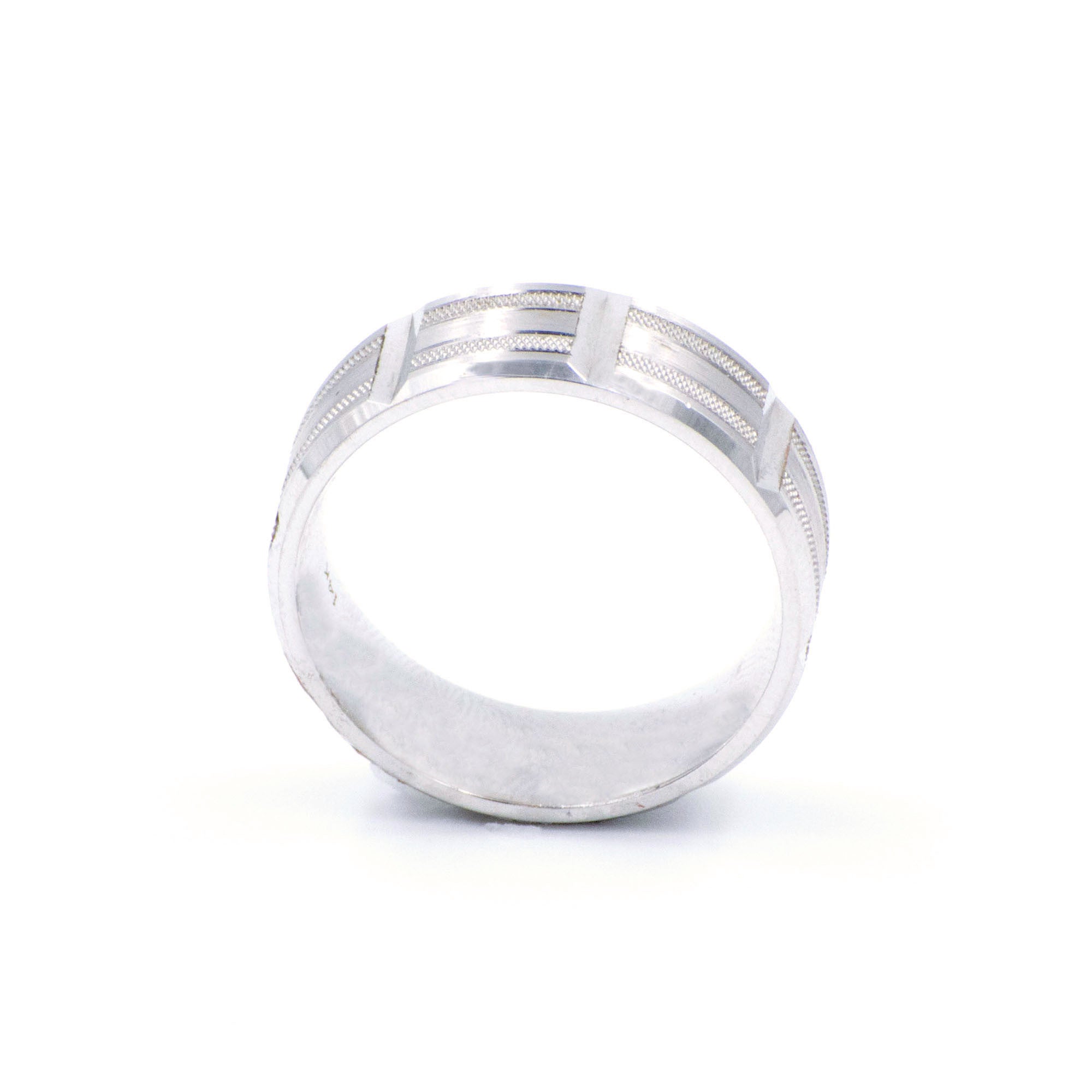 Men's 14k White Gold Wedding Band Eternity Style