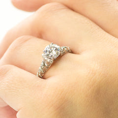 Ladies Engraved White Gold Engagement Mounting by Simon G