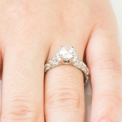 Ladies Engraved White Gold Engagement Mounting by Simon G