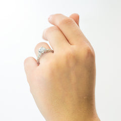 Ladies Engraved White Gold Engagement Mounting by Simon G