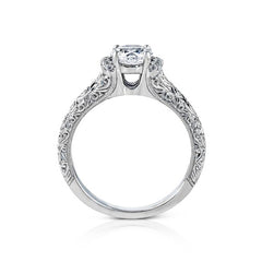 Ladies' Engraved 14k White Gold Engagement Mounting by Simon G