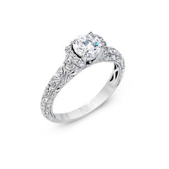 Ladies' Engraved 14k White Gold Engagement Mounting by Simon G