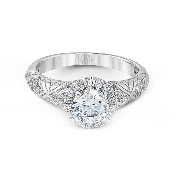 Ladies' Etched 14k White Gold Engagement Mounting by Simon G