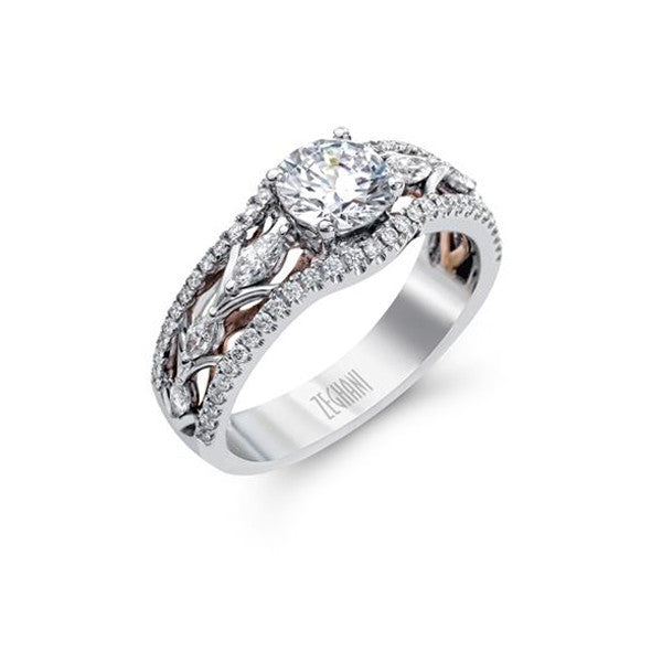 Ladies' 14k White and Rose Gold Engagement Mounting by Simon G