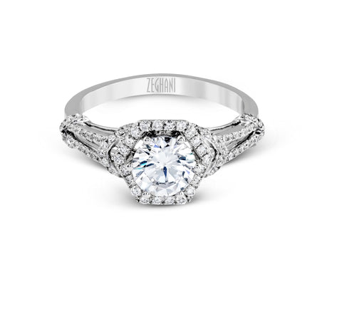 14k White Gold Diamond Engagement Ring Zeghani by Simon G