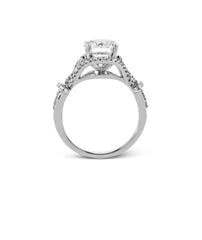 14k White Gold Pave and Filigree Engagement Ring Mounting from Zeghani by Simon G